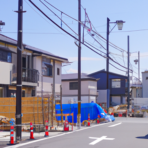 新築の建売住宅が立ち並ぶ埼玉県の住宅街の風景、その背景には豊かな自然環境が広がり、近くには公園や学校などの生活施設が点在している様子が描かれています。